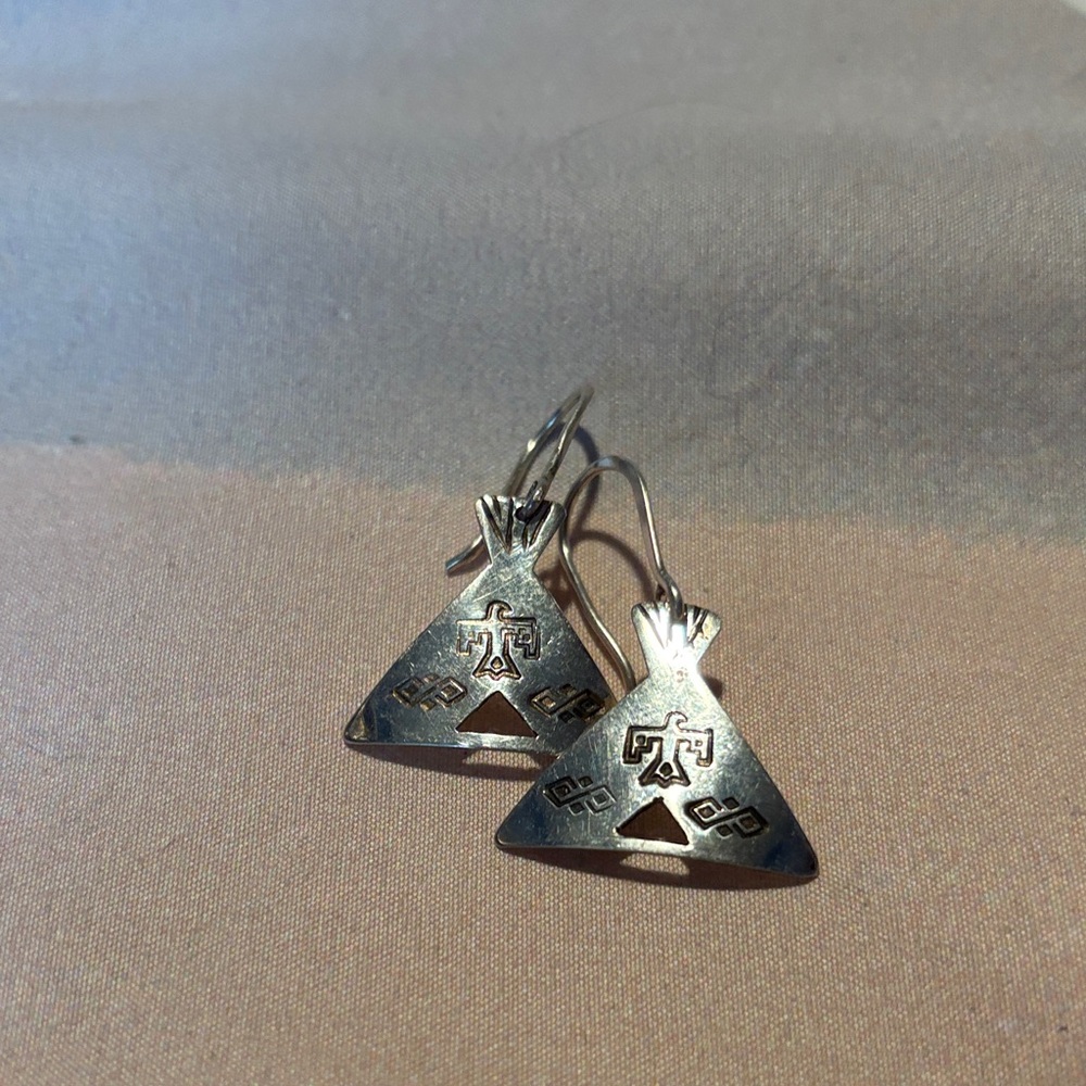 Silver Teepee Earrings - Picture 2 of 4
